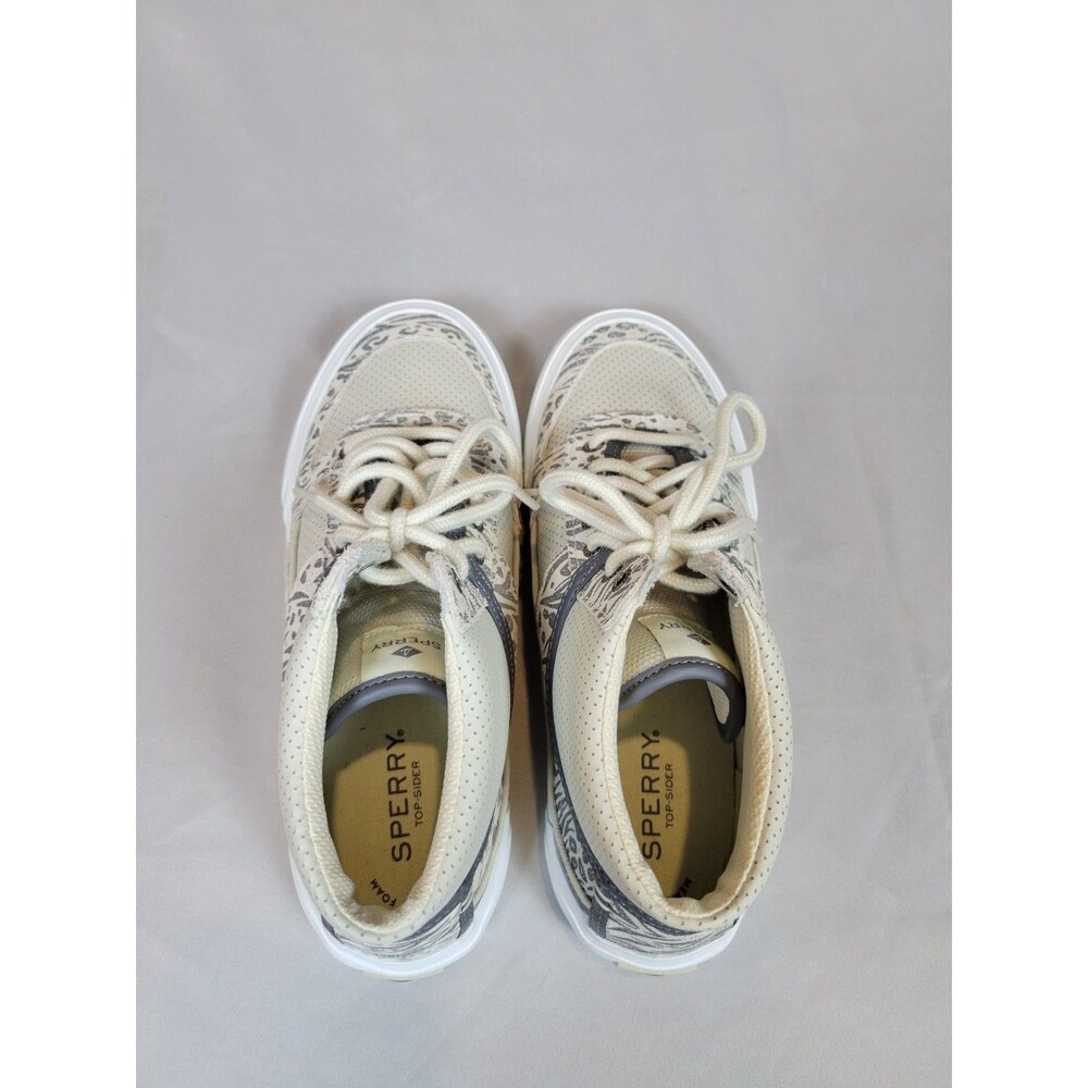 EUC Sperry Women's 8 Soletide Mid Seacycled Sneaker Beige Gray STS87848 Animal - Picture 6 of 8